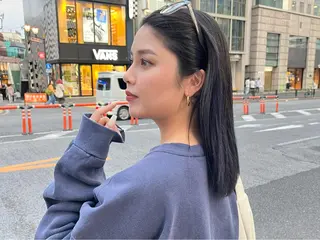 セミロング カラー エクステ ハイトーン 💭黒崎ハルカのヘアスタイル