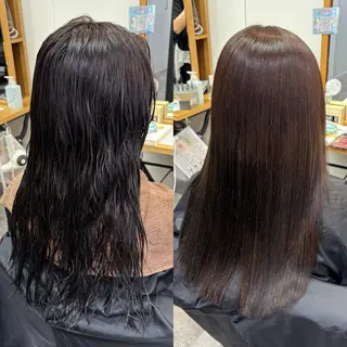 ロング 艶感カラー/オリーブ アレンジ：♡のヘアスタイル