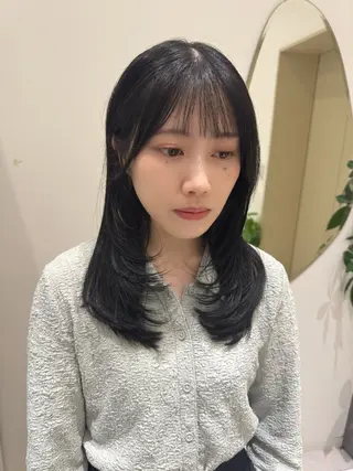 セミロング カラー 透明感カラー ボブ ミディアム 齊木勇人のヘアスタイル