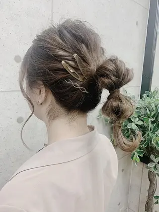 ミディアム ヘアアレンジ 京都最安価エクステ muuka🦋のヘアスタイル