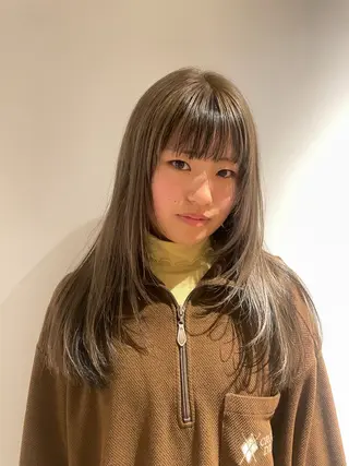 セミロング カラー 柔らかレイヤー× 透け感カラー/SUのヘアスタイル