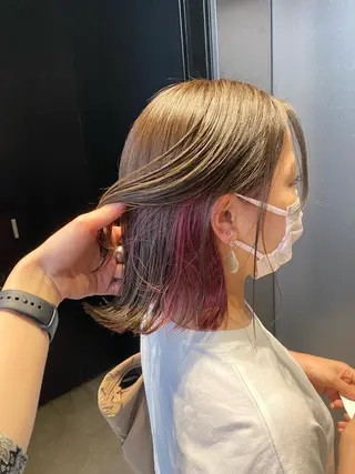 ミディアム カラー パーマ ヘアアレンジ re naのヘアスタイル