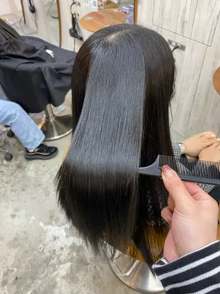 ロング カラー ボブ縮毛矯正 韓国レイヤーRINAのヘアスタイル