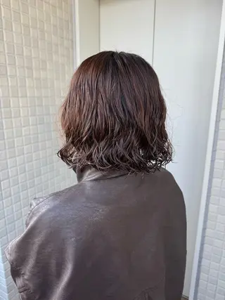 ミディアム パーマ 縮毛矯正/エクステ /艶カラー/ヘアメのヘアスタイル