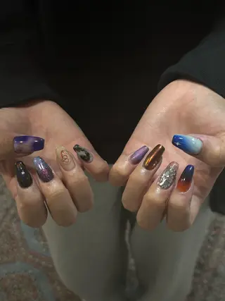 ロング 0203ムニムサン 💙Honokaのネイルデザイン