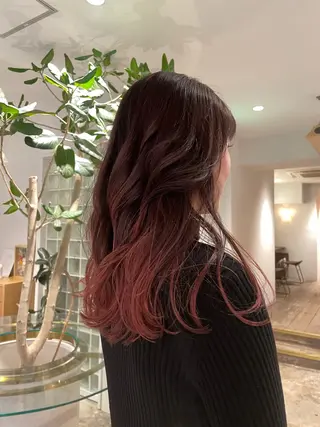 セミロング カラー 柔らかレイヤー× 透け感カラー/SUのヘアスタイル