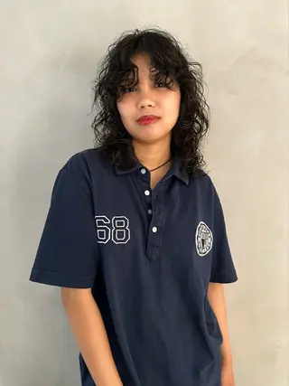 ミディアム パーマ 瓜谷 亮磨のヘアスタイル