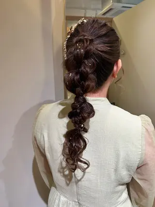 ロング ヘアアレンジ ボウ🪞ヘアセット /メイク/マツパのマツエク・マツパデザイン