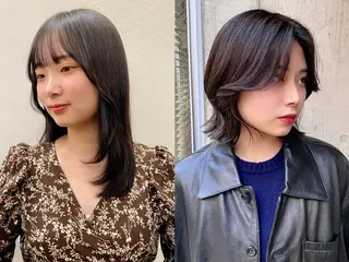 ミディアム カラー 似合わせレイヤー/ パーマヘア/高倉のヘアスタイル
