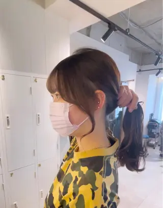 ロング 日比崚介🍀 おくれげ小顔カットのヘアスタイル