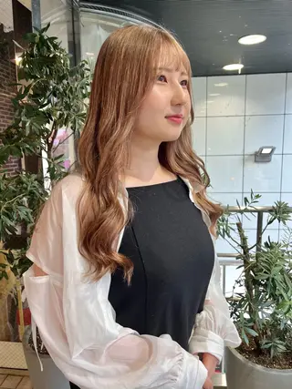 ロング カラー カットパーマ 🌀あさみのヘアスタイル
