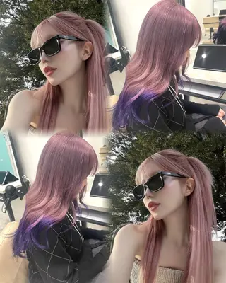 ロング カラー 韓国風ハッシュカット 似合わせレイヤー池袋のヘアスタイル