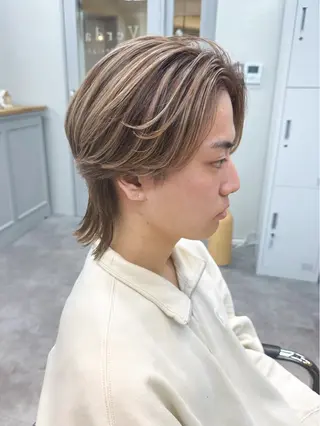 ミディアム カラー メンズ メンズパーマ メンズ特化ryoのヘアスタイル