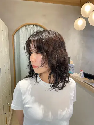 ミディアム パーマ オリーブベージュ/シ ョートボブたまき🧡のヘアスタイル