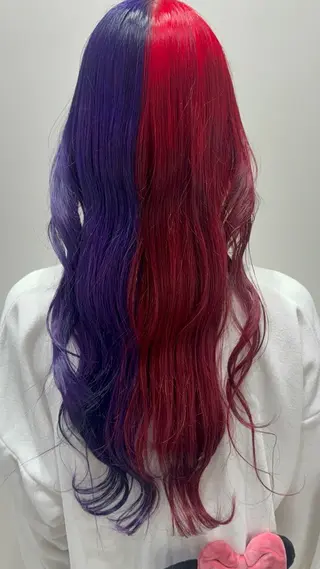 ロング カラー インナーカラー 推し ブリーチ 髪質改善のヘアスタイル