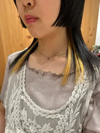 ミディアム カラー スキバサミを使わない カット🌼唯🌼のヘアスタイル