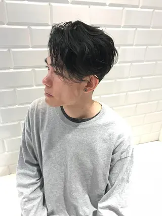 ショート パーマ メンズ クロスパーマ松永裕久 似合わせカットのヘアスタイル