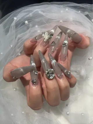 ネイル I-nailロング /ワンホン/キラキラのネイルデザイン