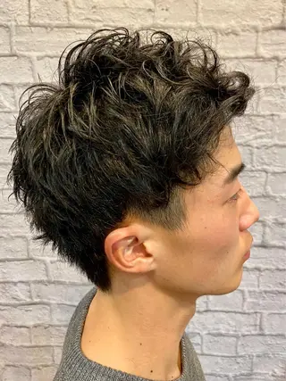ショート カラー パーマ ヘアアレンジ メンズ 💈メンズ特化 副店長松浦一聖💈のヘアスタイル