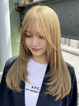 セミロング カラー パーマ ✨美髪矯正×髪質改善 🍎カイト🍎渋谷のヘアスタイル