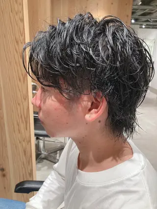 ショート パーマ メンズ スキバサミを使わない カット🌼唯🌼のヘアスタイル