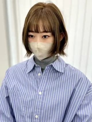 ミディアム カラー パーマ ヘアアレンジ メンズ キッズ レイヤーカット 🌿透け感カラーのヘアスタイル
