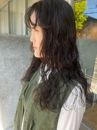 ロング パーマ 藤井 美歩/赤髪のヘアスタイル