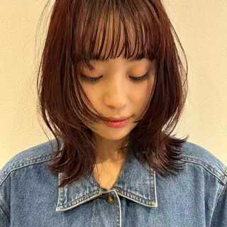 ミディアム カラー 🍊暖色×顔周り 🍊cocoroのヘアスタイル