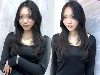 セミロング カラー ヘアアレンジ 🖤kana/艶髪/ 韓国風暗髪カラー🖤のヘアスタイル