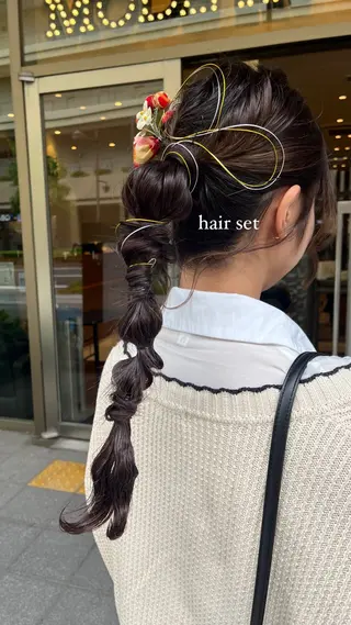 ショート ヘアアレンジ ルナ|縮毛矯正 ×デザインカラー🥝のヘアスタイル