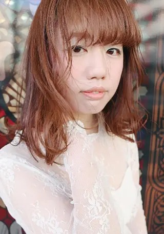 ミディアム カラー パーマ 徳永 博志のヘアスタイル