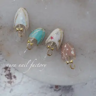 ショート カラー ネイル 赤羽 aura 深爪を断らない✨のネイルデザイン