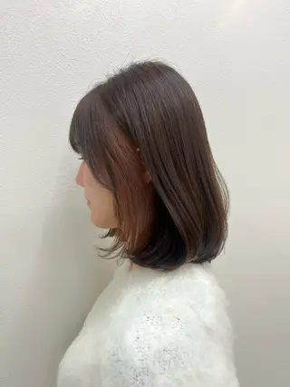 ミディアム カラー 中村 佳歩のヘアスタイル