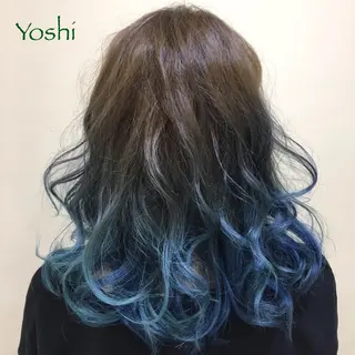 セミロング カラー 吉河 克則のヘアスタイル
