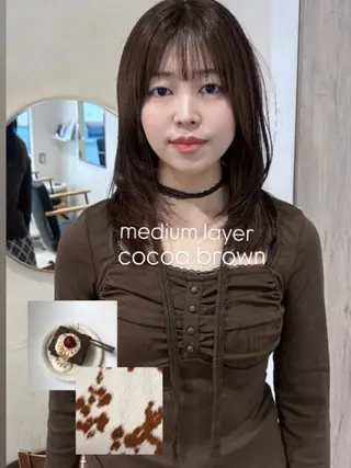 セミロング カラー 顔周り/レイヤー 🤍マリノのヘアスタイル