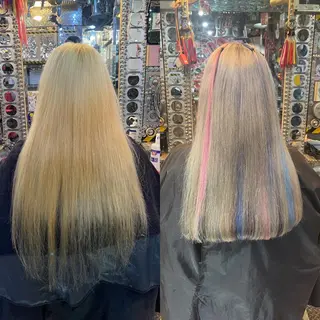 ロング カラー ヘアアレンジ 🌈派手髪エクステ ブレイズ🌈ひろとのヘアスタイル