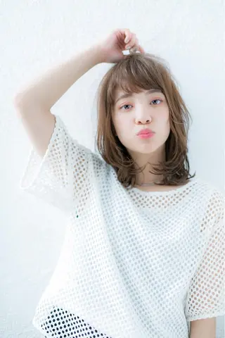 ミディアム カラー 髪質改善、縮毛矯正 店長浅野太郎のヘアスタイル