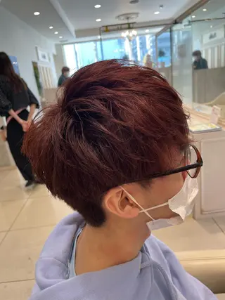 ショート メンズ 白髪ぼかしデザイン ハイライト/宮本純登のヘアスタイル