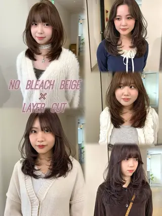 ロング カラー mizuki/ピンク ベージュ.レイヤーのヘアスタイル