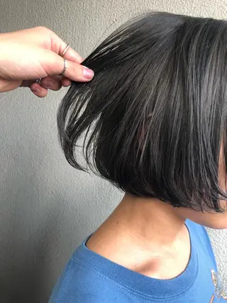 ミディアム 森本裕/オーナー/ ハイトーン/パーマのヘアスタイル
