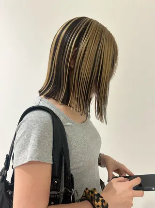 ミディアム カラー 👔ボブ﹨髪質改善 ストレート🩳ももかのヘアスタイル