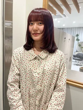 ミディアム カラー 酸性ストレート/ 暖色カラー/ココネのヘアスタイル