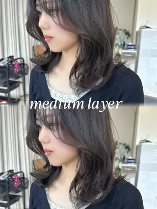 ミディアム カラー レイヤーカット❤︎ 韓国ヘア❤︎YUKAのヘアスタイル