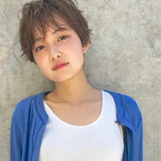 ショート カラー パーマ 【ダメージレス施術】 【透明感】北村 拓也のヘアスタイル