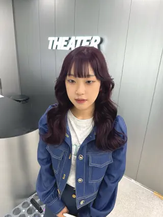 ロング カラー 暗髪🩶ラベンダー/ ブルー/ユウナ🤍のヘアスタイル