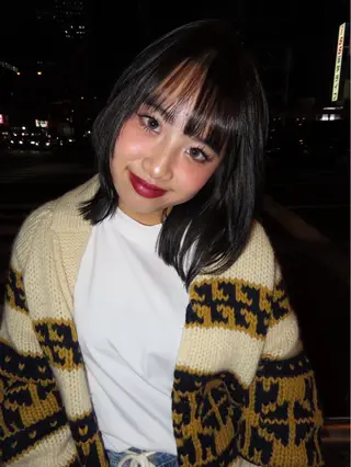 ミディアム パツボブ/レイヤー 西梅田/かえで🎀のヘアスタイル