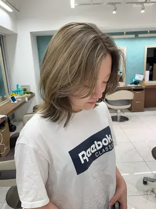 ミディアム カラー ハードパーマ Rico💜のヘアスタイル