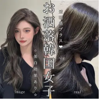 カラー ❤️ブリーチなし💚 ダブルカラー平野実花のヘアスタイル