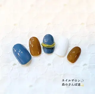 ネイル ショートネイル 森のさんぽ道のネイルデザイン