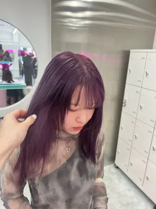 セミロング カラー 💖似合わせカラー レイヤー💖縮毛矯正のヘアスタイル